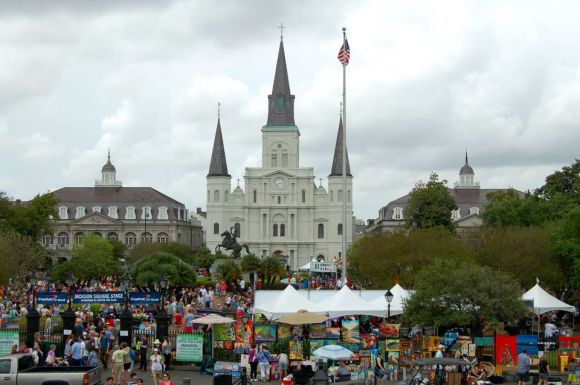 Jackson Square, French Quarter Festival, music, food, April 2015, ©2015 ImagesByRJM