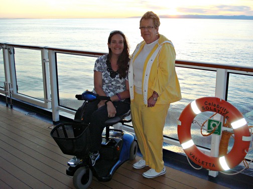 The adventure begins!  Carrieanna and Vicki on deck. 