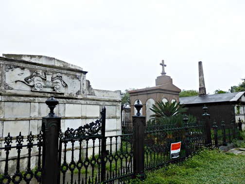 Lafayette Cemetery, New Orleans, Garden District, aboveground, burial, stone crypts mausoleums, tombs, historic, preservation, Jefferson Fire Company No. 22, Catholic cross, wrought-iron fence, City of the Dead, ©2015 ImagesByRJM